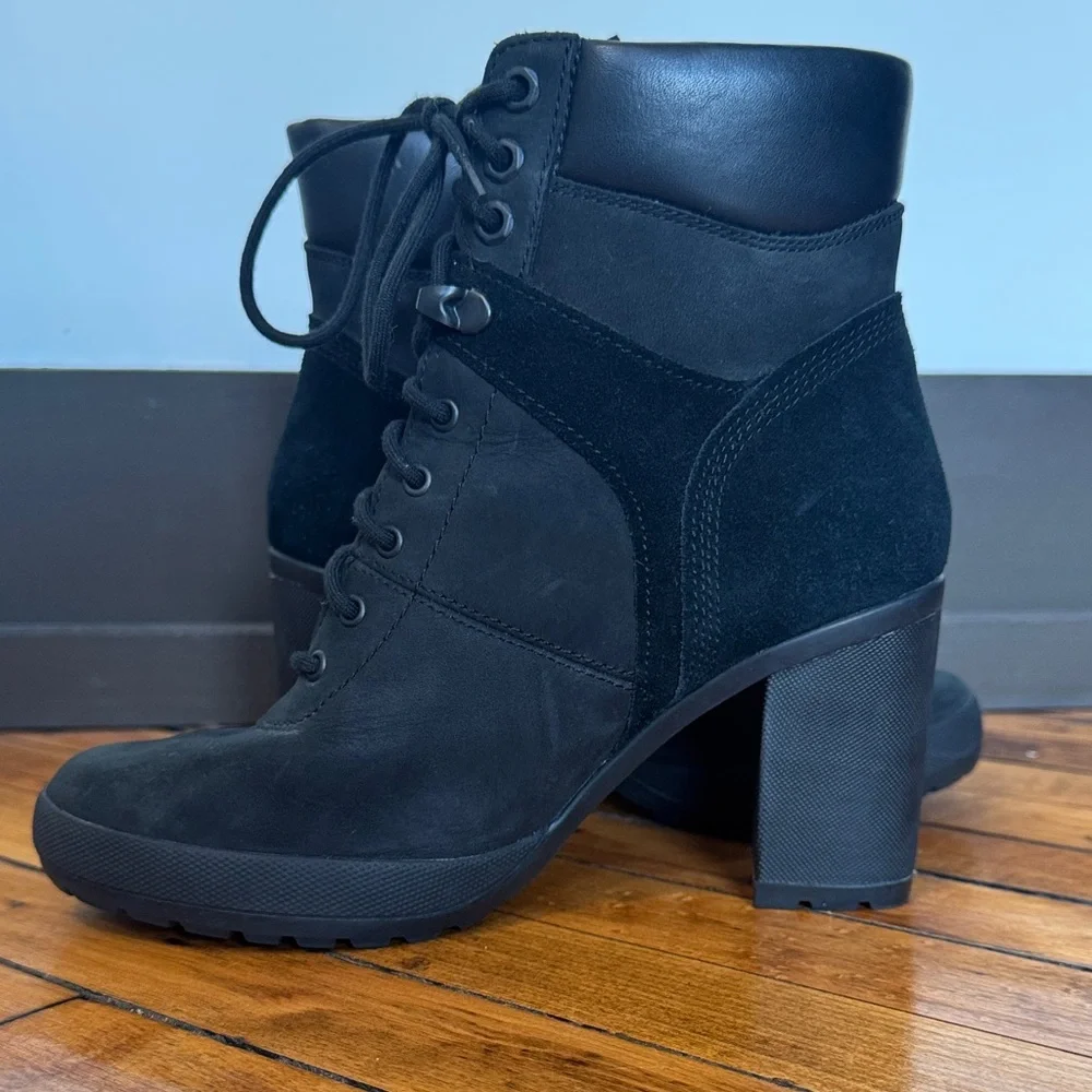 Timberland Camdale Women's Black Lace-Up Heeled Boots - Size 7.5 - Picture 4 of 9